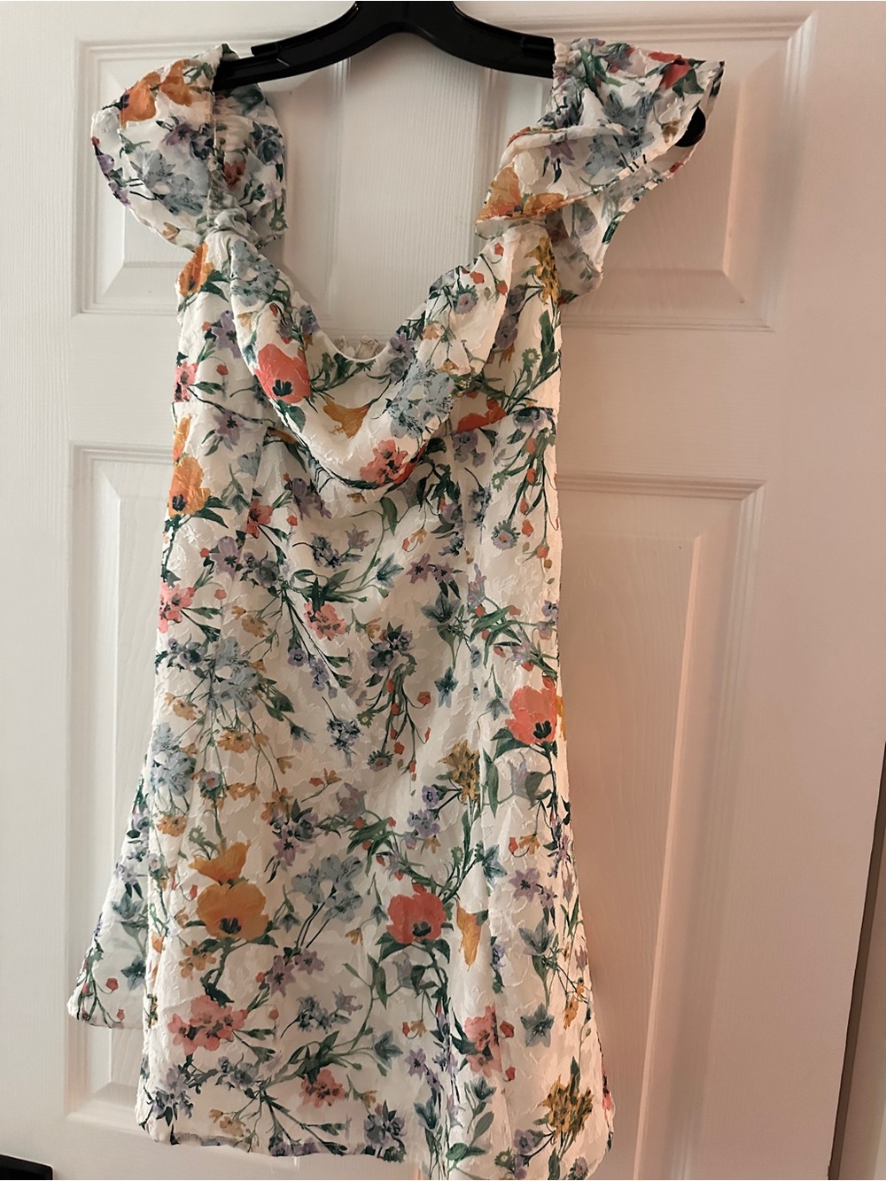 Wild Fablr White Floral Ruffle-Strap Dress